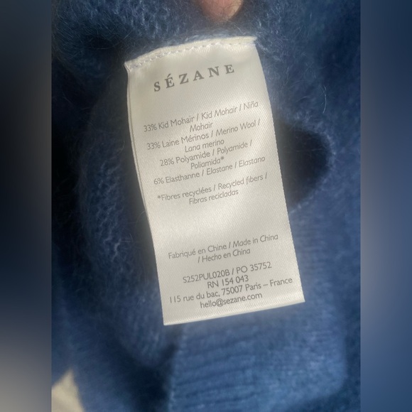 Sézane Stacy Crochet Puff Sleeve Jumper Washed Blue - Picture 8 of 11